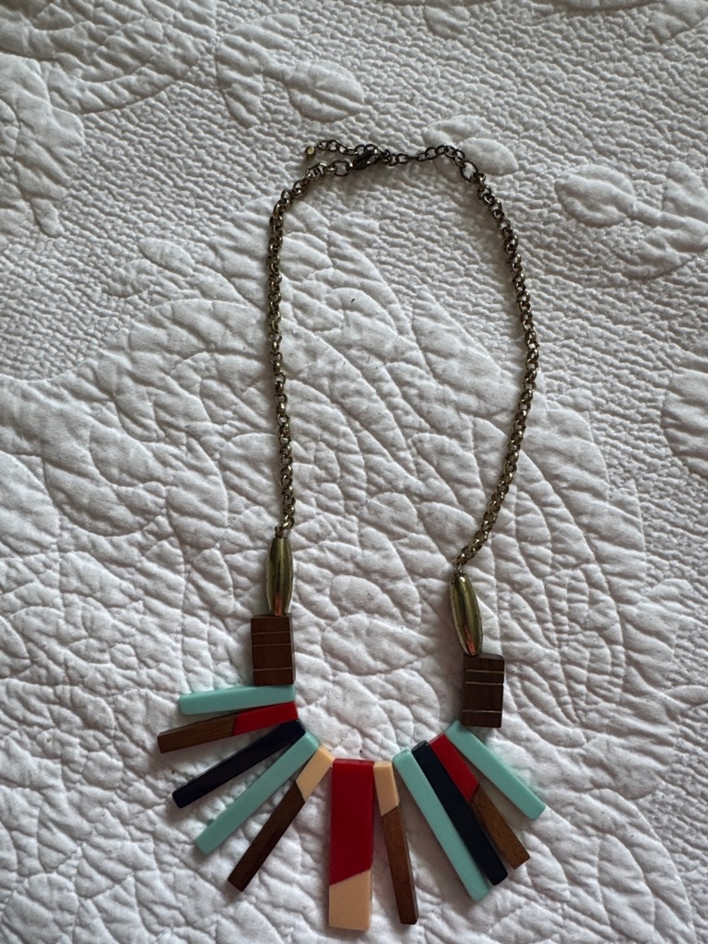 Noonday Collection Multicolor Bar Fan Necklace with Gold-Tone Chain